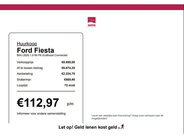 Ford Fiesta BWJ 2020 1.0 94 PK EcoBoost Connected AIRCO | APPLE CAR. | ANDROID AUT. | NAVI | BLUETOO...