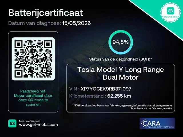 Tesla Model Y Long Range AWD 75 kWh | Trekhaak | SOH 94,8% | Hoge instap |