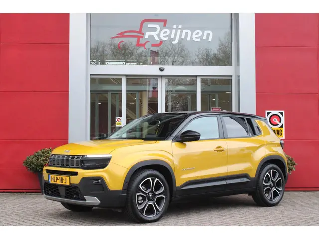 Jeep Avenger 1.2 110PK e-HYbrid SUMMIT | JBL PREMIUM AUDIO SYSTEEM | ACHTERUITRIJ CAMERA | STOEL VERWARMING | SFEERVERLICHTING | FULL LED KOPLAMPEN | 18" LICHTMETALEN VELGEN | DRAADLOZE TELEFOONLADER | DRAADLOZE APPLE CARPLAY/ANDROID AUTO | ADAPTIVE CRUISE CONTROL | PARKEERSENSOREN VOOR EN ACHTER | KEYLESS ENTRY/START | DODEHOEK DETECTIE | ELEKTRISCH BEDIENBARE ACHTERKLEP | VERWARMDE VOORRUIT | EXTRA GETINTE ACHTERRUITEN |