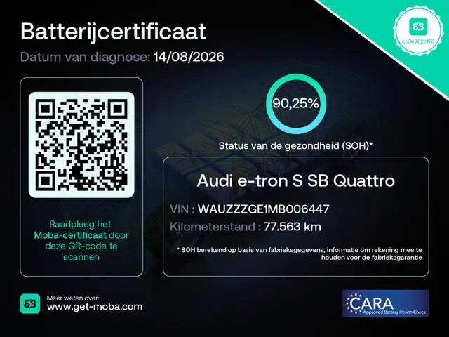 Audi e-tron Sportback S Quattro 95 kWh 504PK | Pano | Sfeer | B&O | ACC | Leder | 12 MND Garantie