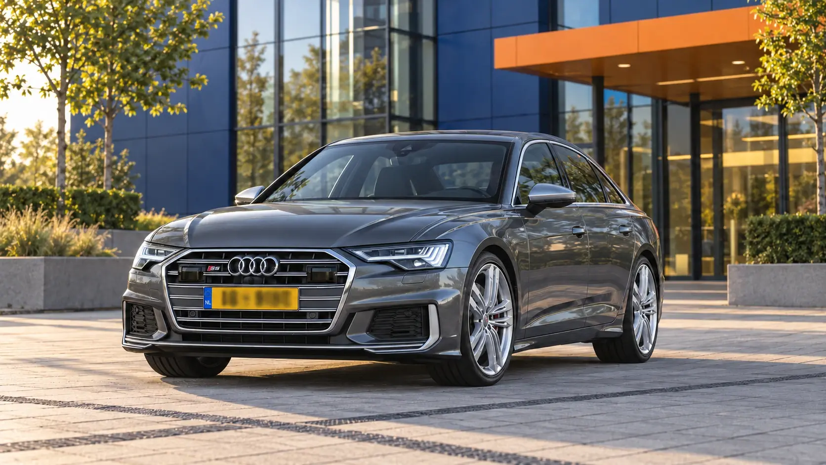 Grijze Audi S6 C8 TDI Limousine voorzijde