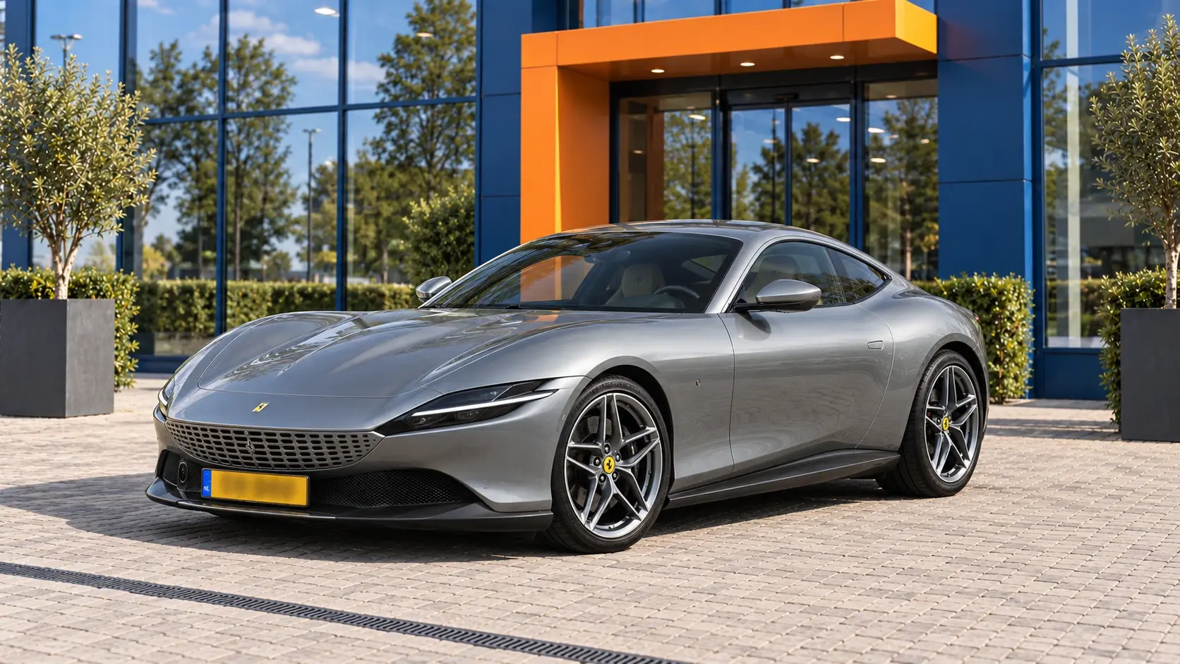 Ferrari Roma kopen: zilvergrijze Coupé