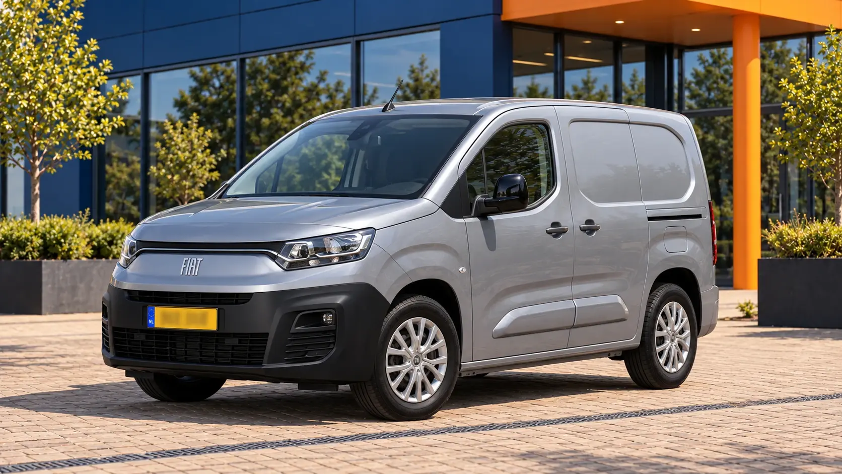 Fiat Doblò kopen: zilvergrijze elektrische bestelwagen