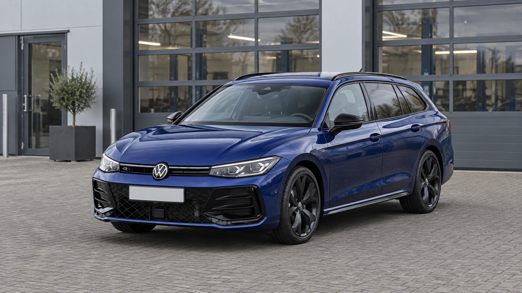 AI-bewerking van een Volkswagen Passat Variant op een aankoop- en inspectielocatie