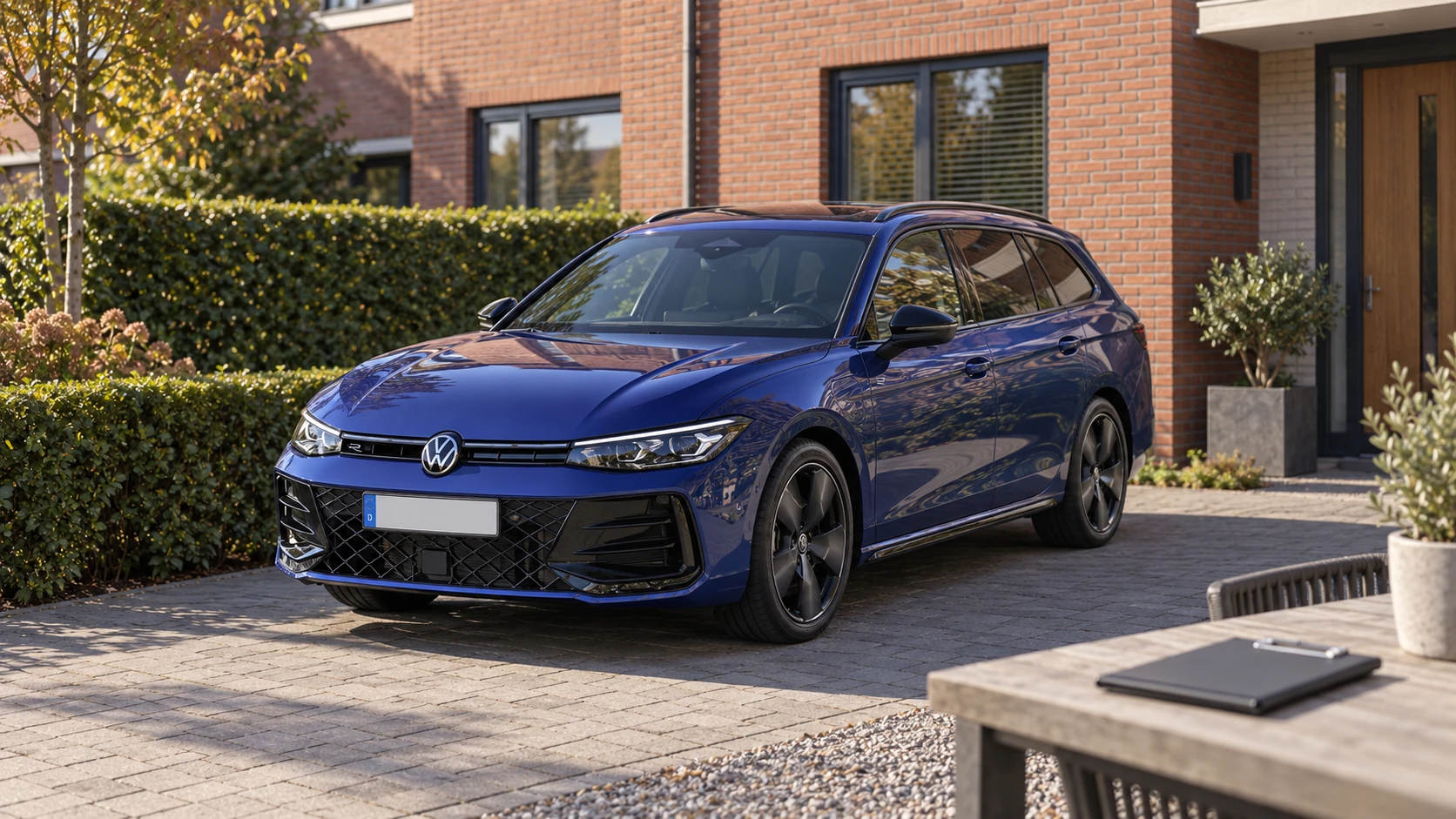 AI-bewerking van een Volkswagen Passat Variant bij een particuliere verkooplocatie