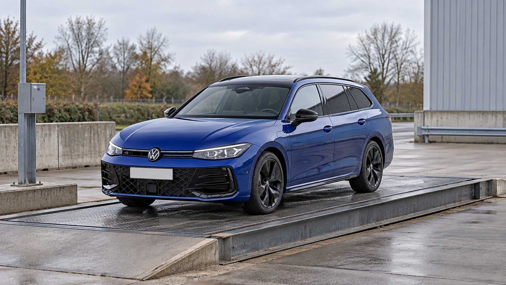 AI-bewerking van een Volkswagen Passat Variant bij een voertuigweegplaats