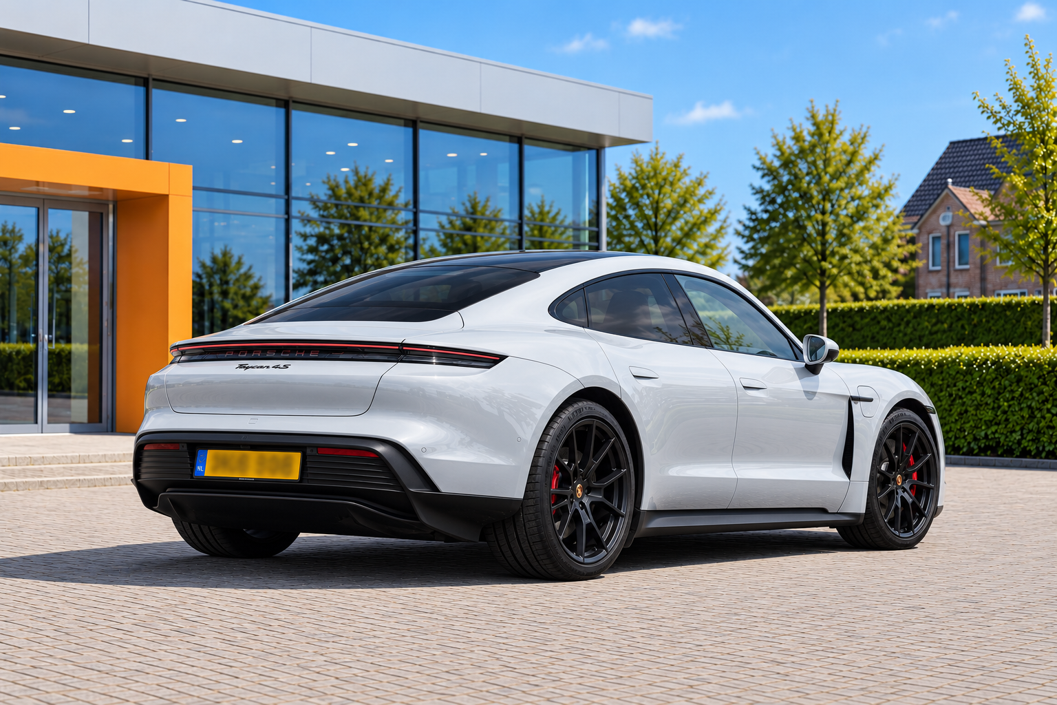 Porsche Taycan van achteren